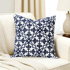 Slow Cow Throw Pillow Cover Navy Blue Embroidery Canvas Throw Pillow Cover for Couch Bed Sofa Navy Geometric Cushion Cover 18 x18 Inches - color: Navy Football, size: 18" x 18" (Pack of 1)