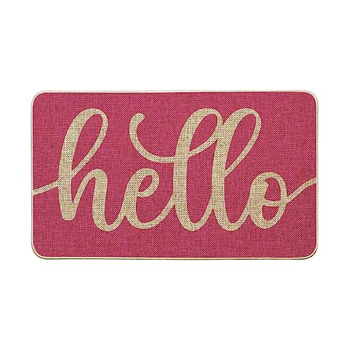 Artoid Mode Pink Hello Spring Doormat, Summer Home Decor Low-Profile Switch Rug Door Mat Floor Mat for Indoor Outdoor 17x29 Inch - color: Pink, size: 17" x 29"