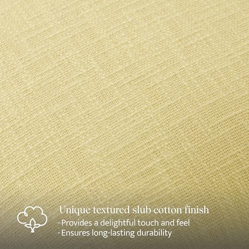 Double Stitch Scalloped Throw Pillow Covers - 100% Cotton Decorative Boho Pillow Covers 20 x 20, Made in India, Square Cushion Case, Modern Home Decor for Couch Sofa Living Room, Lemon Yellow - color: Lemon Yellow, size: 20" x 20" (Pack of 1)