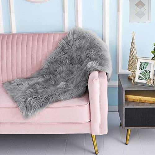 Latepis Small Rugs for Bedroom 2x3 Grey Faux Sheepskin Rug for Living Room Super Soft Rugs for Dorm Room Fluffy Rug for Bedroom Rectangle - color: Grey, size: 2' x 3' (Rectangular)