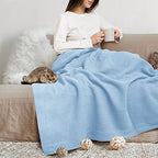 THREAD SPREAD 100% Pure Cotton, Luxury Twin/Twin XL Size Light Blue Blanket - Herringbone Pattern, Soft & Cozy Premium Fall Throw Blanket for All Seasons, 350 GSM & 68 x 92 with Free Tote Bag - color: Herringbone - Light Blue, size: Twin / Twin XL