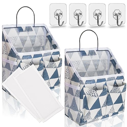 Kanrichu 2pcs Small Wall Hanging Organizer Bag, Linen Fabric Door Hanging Storage Basket with Pockets, Waterproof Bin for Kitchen, Bedroom, Office, RV Camper (Triangle) - color: Triangle-Small (2 pcs)