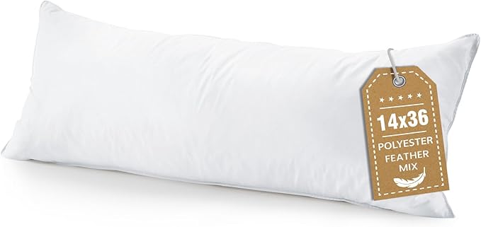 BHZ 14x36 Pillow Insert, Down Feather Alternative Lumber Pillow Inserts for Couch Sofa, Decorative Soft Large Rectangle White Throw Pillows Insert for Bed Dorm with Breathable Cover
