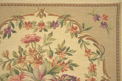 Charlotte Home Furnishings Inc Premium 18x18 Decorative Throw Pillow Cover, Bouqet Floral Beige Cushion Cover, Cotton Jacquard Woven Pillow Cover for Couch, Sofa, Living Room Decor - color: Floral Beige