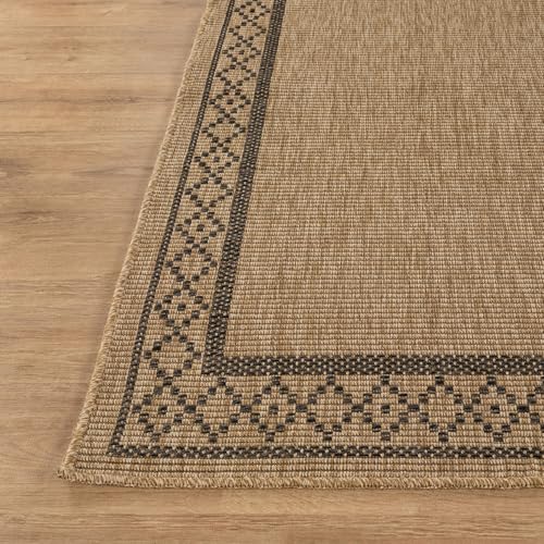 Luul Home Easy Jute Rugs 2x7 Frame Natural Color Living Room Indoor Outdoor Runner Rug for Patio and Kitchen Rug High Traffic Washable Easy to Clean Solid Boho Woven Design Carpet (2 x 7) - color: Frame/Natural Black, size: 2' x 7' (Rectangular)