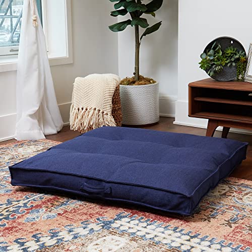 Square Tufted Floor Pillow with Removable Cover, Cobalt, Large (40") - color: Cobalt, size: Large (40")