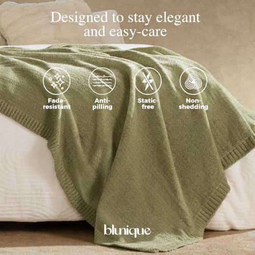 Chenille Throw Blanket for Couch, Cozy Soft Blanket Lightweight Decorative Throw for Living Room Sofa Chair, Stylish Home Decor, Ideal for Gifting, Sage 50"x60" - color: Sage Green, size: Throw