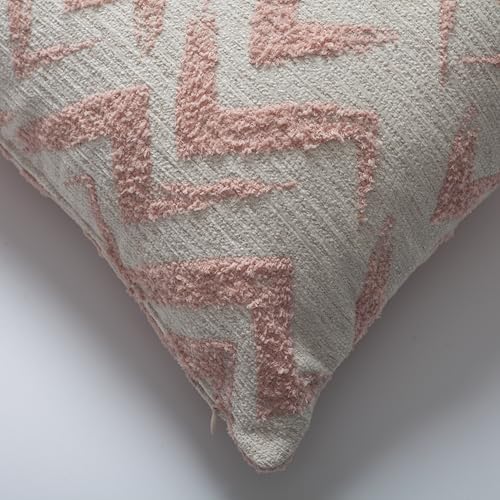 Woven Jacquard Throw Pillow Cover, Pack of 1 Geometric Pattern Textured Decorative Cushion Covers for Sofas, Couches, Fade Resistant Pillow for Sofa & Couch, Havana, Pink-White, 18x18 Inch - color: Pink & White