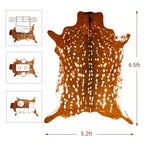 Huichenxing2021FURSTORE Faux Deer Skin Rug,Animal Deer Hide Rug Antelope Print Skin Faux Reindeer Cow Hide Area Rugs for Living Room Bedroom 5.3x6.6ft - color: Deer 78.7''l X 63''w