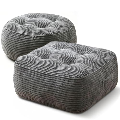 11" Thick Washable Floor Pillow for Adults, Yoga & Meditation Cushion with Handle, Square Large Pillows Seating with Removable Tufted Corduroy Cover for Tatami Living Room Board Games, Blind Shape - color: Blind Shape