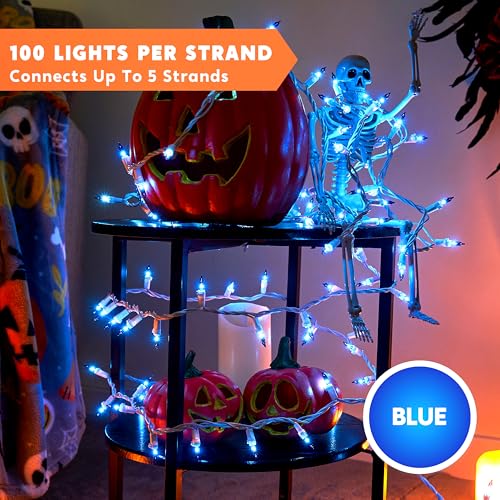 Joiedomi Christmas Lights Outdoor,100 Count Blue Christmas Tree Lights Indoor,21.4ft String Xmas Decorations for Dorm Classroom Bedroom Holiday Wedding Party,White Wire - color: Blue, size: 100ct