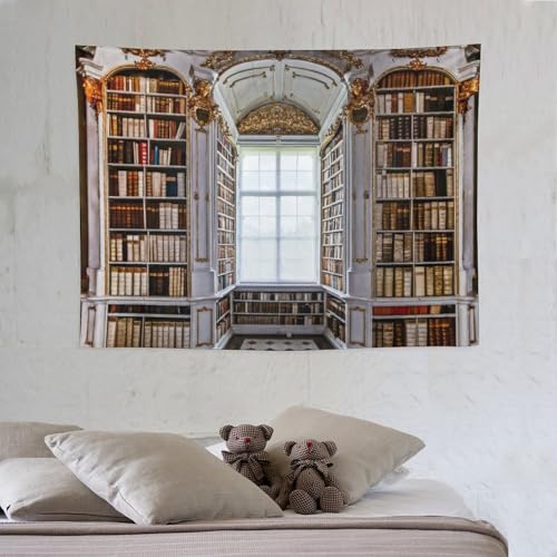 Houselerax Bookshelf Tapestry,Vintage Library Wall Hanging Tapestries,Old Books on Shelf Classical Study Room Student Study College Dorm Bedroom Living Room 60"x40" - color: Bookshelf-2, size: W60xL40in