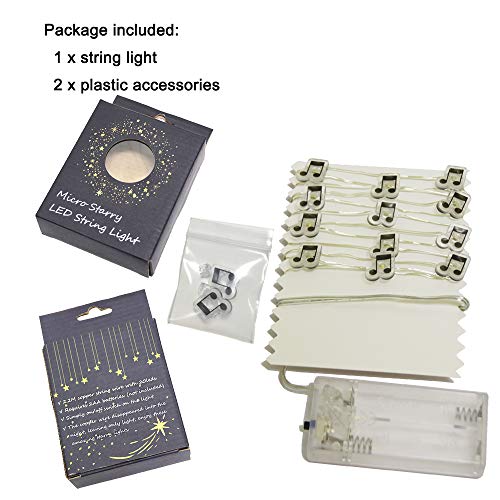 GUOCHENG 6.56ft 20 LED Music Note String Lights, Battery Operated Warm White Music Decorative Fairy Lights, Musical DIY Gift for Music Lover(Purple) - color: 2m purple