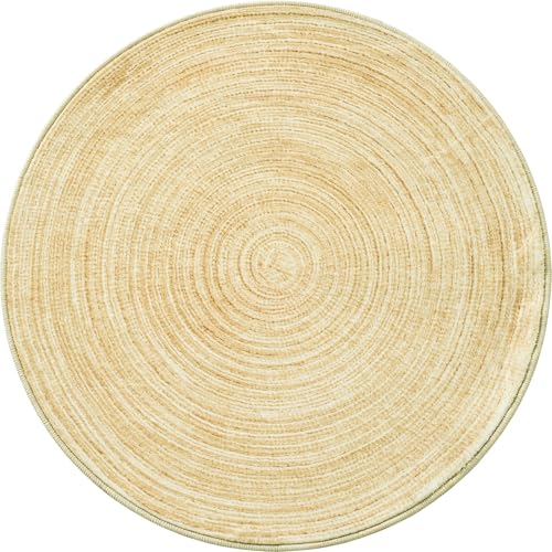Asrug Imitation Jute Low Pile Round Rug Area Rug Washable Non-Slip Circle Rug Soft Plush Touch Circle Rugs Round for Kitchen Bathroom Living Bedroom Nursery, Carpet 4ft /48 inch/122 cm Yellow - color: Yellow, size: 4ft