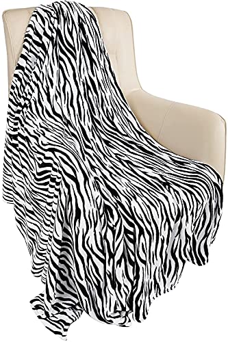 MACEVIA Flannel Fleece Throw Blanket for Couch, Zebra Blanket Black and White for Adult, Lightweight Warm Cozy Soft Blanket for Bed Sofa 260GSM, Suitable for All Seasons (Black Zebra,50x60inches) - color: Black Zebra Print, size: Flannel Fleece (50x60 IN)