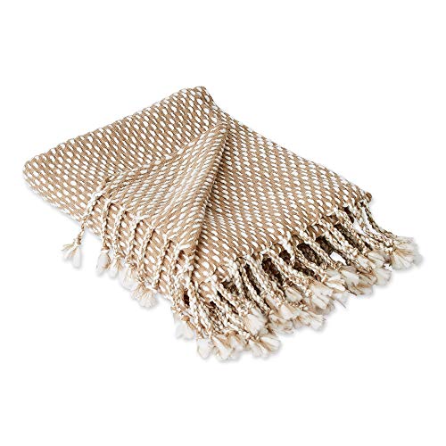 DII Stone & White Textured Acrylic Throw, 50 x 60" - color: Stone/White