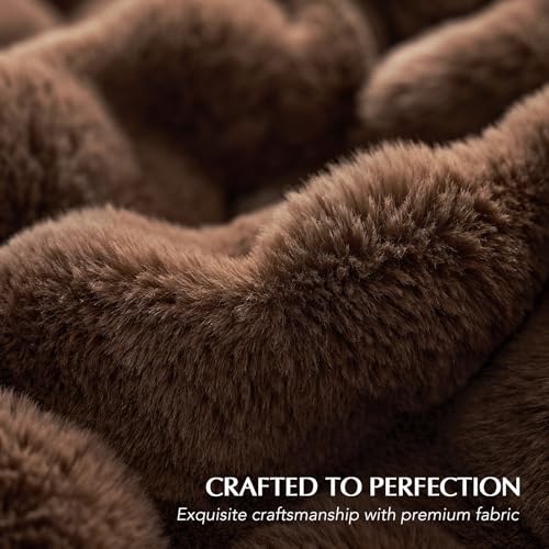 EverGrace Ultra Soft Luxury Fluffy Faux Rabbit Fur Throw Blanket, Thick Warm Bubble Throw for Bed, Cozy Plush Reversible Blankets for Couch, Chair, Sofa, Chestnut, 60x80 Inches - color: Chestnut, size: 60"x80"
