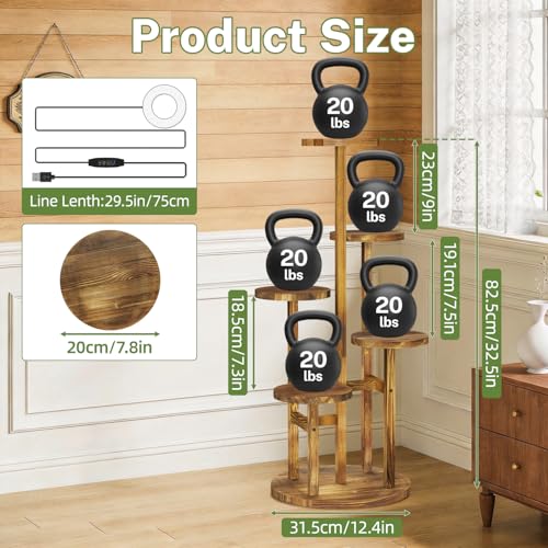 iDavosic.ly 5 Tier Plant Stand Indoor with Grow Light, Tiered Corner Wood Multiple Flower Holder Shelf, Tall Orchid Display Rack for Living Room Bedroom, Brown - color: Pine Brown with Light, size: 5 Tiers