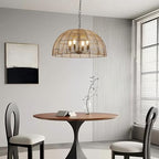 OCIOC Rattan Pendant Lighting, 23.6" Kitchen Island Hanging Light Fixtures,Large Boho Hand-Woven Chanderlier, E26 Farmhouse Retro Ceiling Chandelier 4-Lights For Dining Room Kitchen Island Living Room - size: 23.6" 4-Light