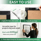 EZlifego Double Sided Tape Heavy Duty, Nano Double Sided Adhesive Tape, Clear Mounting Tape Picture Hanging Adhesive Strips (9.85FT) - size: 9.85 Feet