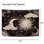 Wonrizon Sun and Moon Tapestry, Aesthetic Black Dark Spiritual Tapestries Mystic Burning Sun with Clouds Star Wall Hanging decor for Bedroom (59.1" x 82.7") - size: 82.7"L x 59.1"W