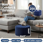 Tiita Round Stuffed Pouf Ottoman, Stripe Faux Fur Poufs with Foam Chunk Filling, Furry and Fluffy Pouf 21×21×12 inch Foot Stool Storage Ottoman,Puff Office Foot Rest for Couch Living Room, Navy Blue - color: Striped Round Navy Blue