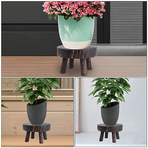 Cabilock Solid Wood Flowerpot Rack 6.69X6.69X3.54 Inch Indoor Plant Stand Decorative Rack for Balcony Garden Living Room with Rustic Natural Finish