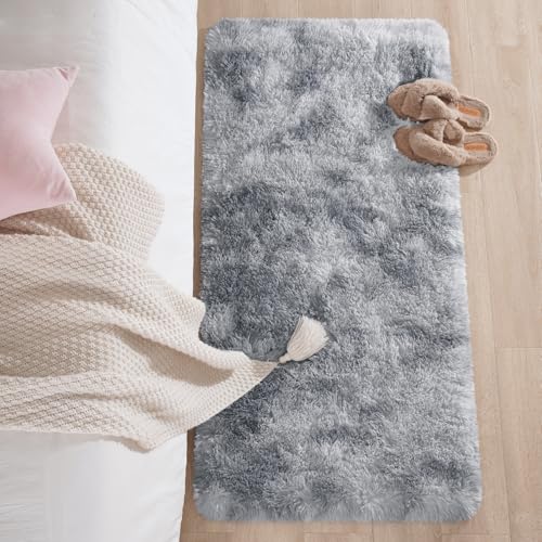 Chicrug Soft Runner Rugs for Bedroom Living Room Plush Fluffy Rug 2x4 Feet, Shag Furry Area Rug Carpet Non Shedding for Nursery Children Kids Girls Room Home Decorative, Grey and White - color: Grey and White, size: 2' x 4' (Runner)
