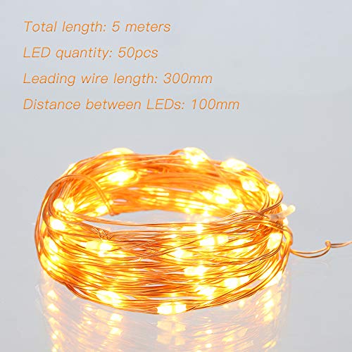 Ariceleo Led Fairy Lights Battery Operated, 1 Pack Mini Battery Powered Copper Wire Starry Fairy Lights for Bedroom, Christmas, Parties, Wedding, Centerpiece, Decoration (5m/16ft Warm White) - color: Warm White, size: 1 Pack