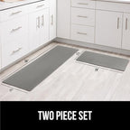 GORILLA GRIP 2 Pack Comfortable Cushioned Kitchen Mats for Floor, 17x24 + 17x48, Waterproof and Stain Resistant, 1/2 Inch Thick Soft Ergonomic Standing Desk Anti Fatigue Mat, Foam Supports Feet, Grey