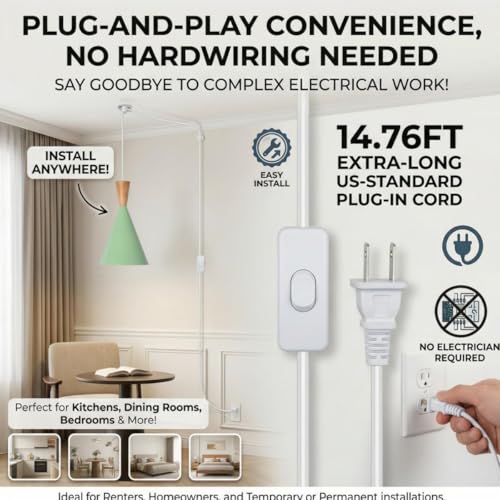 DEC LUCE DECOLUCE LIGHTING Modern Plug in Pendant Light Kitchen, Adjustable Hanging Lamps Plug into Wall Outlet for Dining Room, Bedroom, Living Room, Contemporary Wall Décor(Pastel Green) - size: funnel pendant light pastel green