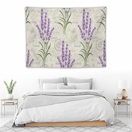 Kurtect Lavender Tapestry,Rustic Vintage Farmhouse Floral Romantic Purple Theme Print Tapestries for Living Room Party Beach Picnic Blankets Tablecloths Wall Decor, 30x40 in - color: Flower-5, size: 40"L x 30"W
