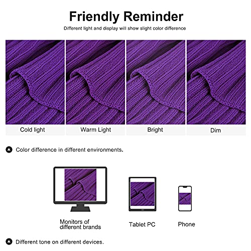 uxcell Cotton Cable Knit Throw Blanket Soft Throw Couch Covers Knitted Blankets for Sofa Bed, Purple Throw(47" x 70") - color: Purple, size: Throw (47" *78")