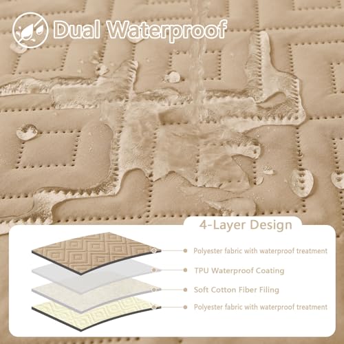 hyha Waterproof Dog Blanket, Soft Pet Bed Blankets, Waterproof Sofa Couch Cover for Dogs Washable, Reversible Pet Couch Covers for Sofa Furniture (30x70 Inch, Camel/Beige) - color: Camel+beige, size: 30x70 Inch