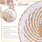 9 Pack Boho Wall Basket Decor, Seagrass Rattan Woven Wall Basket Decoration, Wicker Boho Walls Decor, Round Handmade Bohemian Hanging Baskets for Farmhouse, Living Room, Display Table Setting, Kitchen