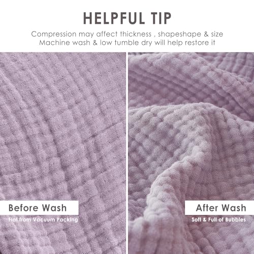 EMME Cotton Muslin Large Throw Blanket Couch Breathable Gauze Soft Lightweight Bed Blankets Adults (Heather Lavender, 50"x70") - color: 11 - Lavender, size: Large Throw (50" X 70")
