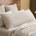 PHF 100% Cotton Waffle Body Pillowcase with Zipper, 1 Pack 20" x 54" Soft Skin-Friendly Pillow Sham, No Filling, Aesthetic Woven and Breathable Waffle Weave Body Pillow Cover for Bed, Oatmeal - color: Oatmeal, size: 54" x 20" (Pack of 1)