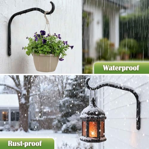 Lifyzoon 12 Inch Plant Hanger Brackets, 2 Pack Metal Hanging Wall Hooks | Heavy Duty Steel, Rustproof Outdoor, Large Basket Hook, For Bird Feeders, Hanging Wind Chimes, Fence Wall, Garden Decor - size: 12Inch-2Pack