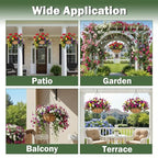4 Pack 10 Inch Hanging Baskets for Plants Outdoor Metal Hanging Planter Basket with Coco Coir Liner Hanging Flower Baskets Hangings Flower Pots Holder for Garden, Patio(Flower) - size: 10 Inch, style: English