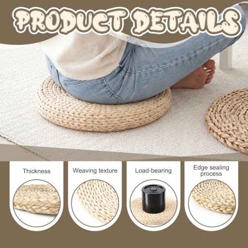 Lineshading 4 Pcs 12 Inch Boho Floor Cushions Classroom Decorations Extra Thick Cattail Grass Corn Double-Layer Flexible Seat Floor Cushions for Classroom Kids Students Learning Daycare School Chair