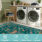 Unirea 3x5 Dark Blue Bedroom Entryway Kitchen Area Rug, Washable Non Slip Boho Insect Rug for Living Room, Bathroom, Home Office, Kids Room, Laundry Room, Soft Low Pile Insect Bug Rugs, Thin Carpet - color: Dark Blue, size: 3'x5'