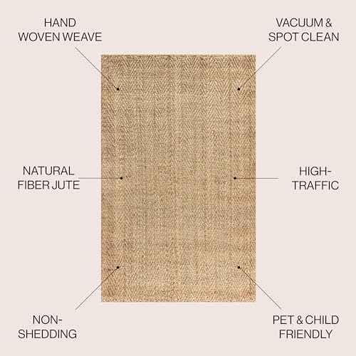 JONATHAN Y Espina Hand Woven Herringbone Chunky Jute Natural Indoor Area Rug, 6x9, Bohemian, Cottage, Easy-Cleaning for Living Room, Bedroom, Kitchen, Pet Friendly, Non-Shedding (NFR101A-6) - color: Natural, size: 6' x 9' (Rectangular)