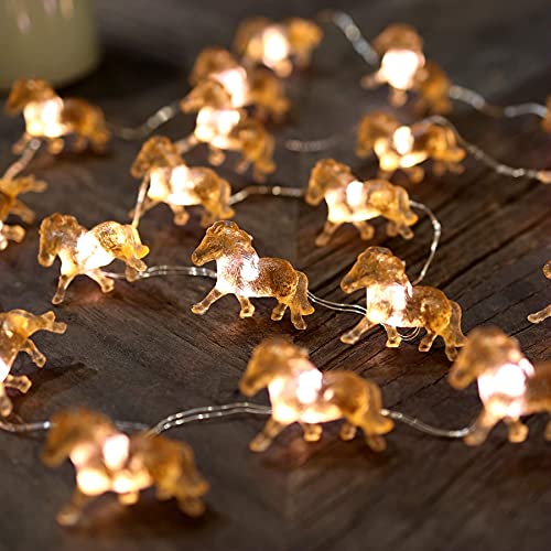Cute Decorative Lights Fairy String Light Horse Gifts for Women Novelty Pony Lights 20LEDs 8ft USB Plug in or Battery Operated for Bedroom Birthday Room Xmas Thanksgiving Decor - color: USB power