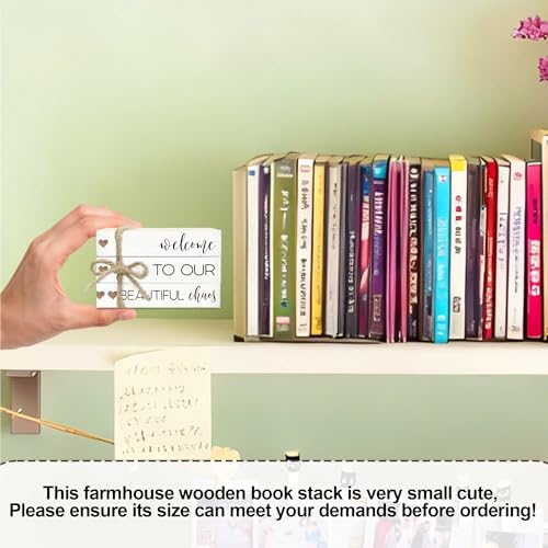 Ycyfckdr Decorative Wood Book Stack for Home, Welcome to Our Beautiful Chaos, Rustic Table and Living Room Bookshelf Farmhouse Decor (L69) - color: Welcome 5