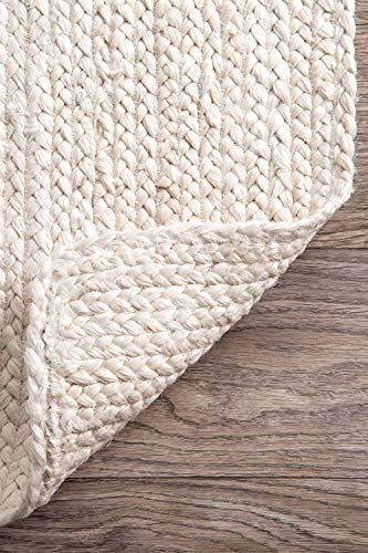 Jute Rug 5' x 8' Rectangular Area Rug Hand Woven Jute Beige Braided Boho Rug for Living Room Outdoor Bedroom Kitchen Entryway Farmhouse, Rustic Vintage Natural Reversible Floor Rugs: Off White - color: Off-white, size: 5' x 8' (Rectangular)