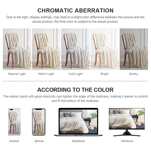 BOURINA Fluffy Chenille Knitted Fringe Throw Blanket Lightweight Soft Cozy for Bed Sofa Chair Throw Blankets Beige 60" x 80" - color: A-beige, size: 60"×80"