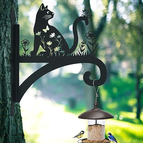 Plant Hangers Outdoor Heavy Duty Iron Decorative Cat Silhouette Plant Hooks for Hanging Baskets 11 inch Hanging Plant Bracket Wall Hooks for Flower Pot Lantern Bird Feeder Wind Chimes - color: Cat