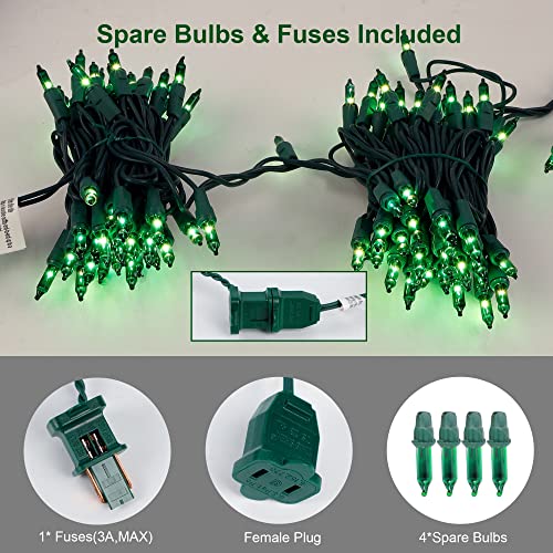 Christmas String Lights, 150 Count 33 FT Incandescent Mini Green Wire Fairy Light, 120V UL Certified Connectable St Patricks Day Tree Lights for Patio, Holiday, Party, Outdoor Indoor Decoration, Green - color: Green