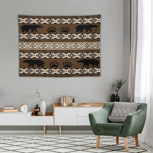 ZhiRain Rustic Cabin Bear Tapestry Wall Hanging Country Farmhouse Lodge Vintage Ethnic Tapestries Home Decor for Living Room Bedroom Apartment Dorm 30"x40" - color: Cabin-18, size: 30"L x 40"W