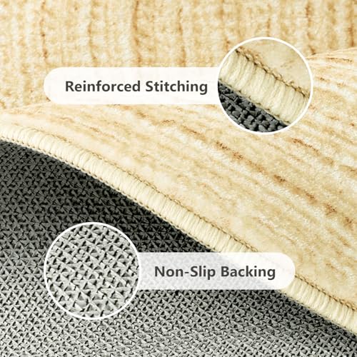 Asrug Imitation Jute Low Pile Round Rug Area Rug Washable Non-Slip Circle Rug Soft Plush Touch Circle Rugs Round for Kitchen Bathroom Living Bedroom Nursery, Carpet 2ft /24 inch/61 cm Yellow - color: Beige, size: 2ft